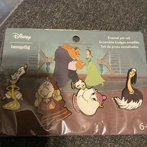 Beauty and the beast set of four pins Loungefly